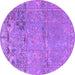 Round Machine Washable Animal Purple Traditional Area Rugs, wshtr4302pur