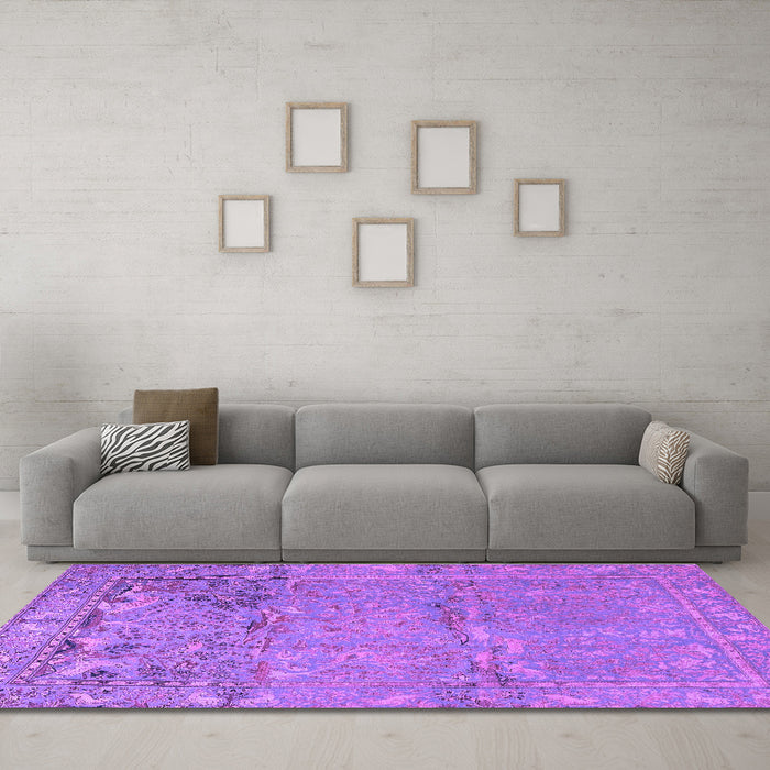 Machine Washable Animal Purple Traditional Area Rugs in a Living Room, wshtr4302pur