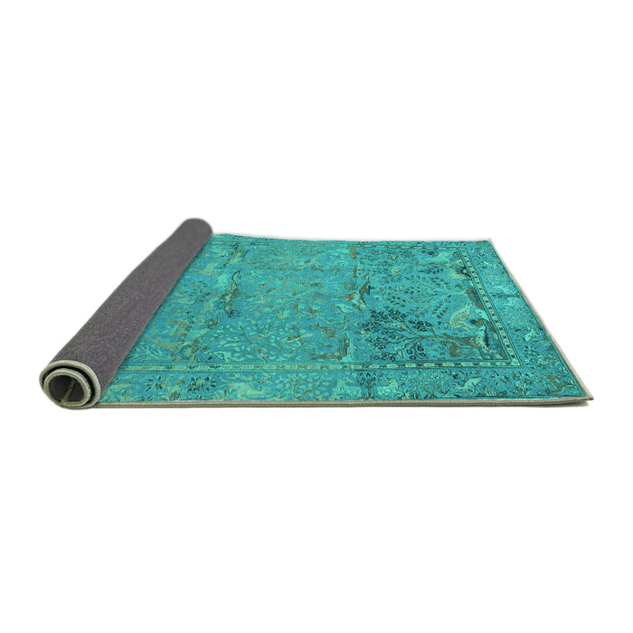 Sideview of Animal Turquoise Traditional Rug, tr4302turq
