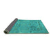 Sideview of Animal Turquoise Traditional Rug, tr4302turq