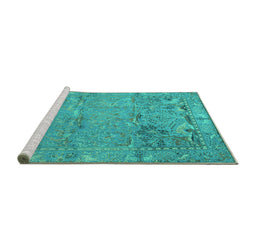 Sideview of Machine Washable Animal Turquoise Traditional Area Rugs, wshtr4302turq