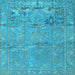 Square Animal Light Blue Traditional Rug, tr4302lblu