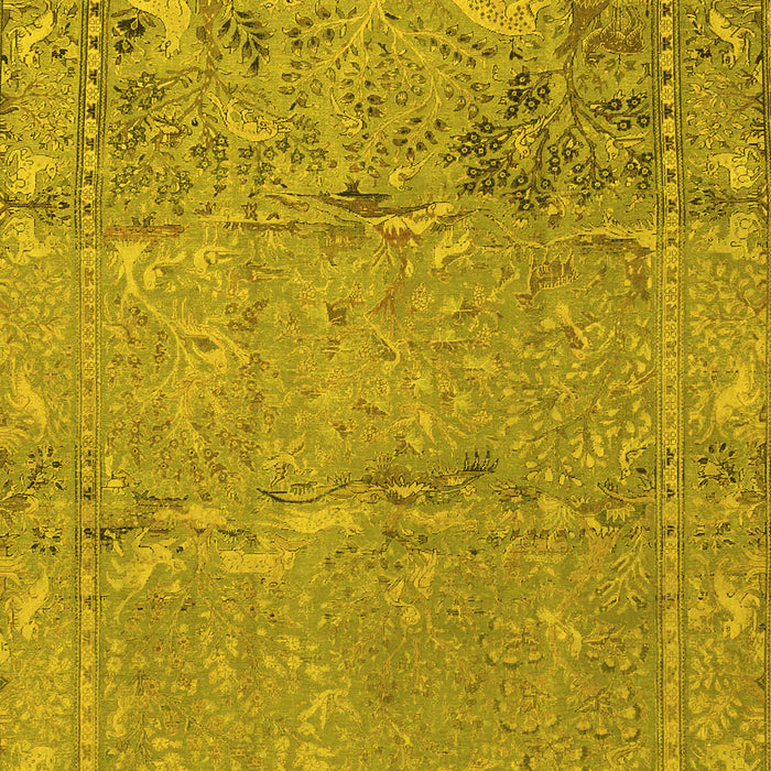 Machine Washable Animal Yellow Traditional Rug, wshtr4302yw