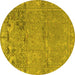 Round Animal Yellow Traditional Rug, tr4302yw