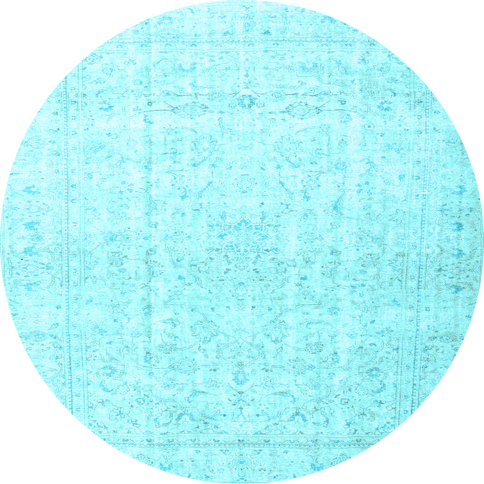 Round Persian Light Blue Traditional Rug, tr4303lblu
