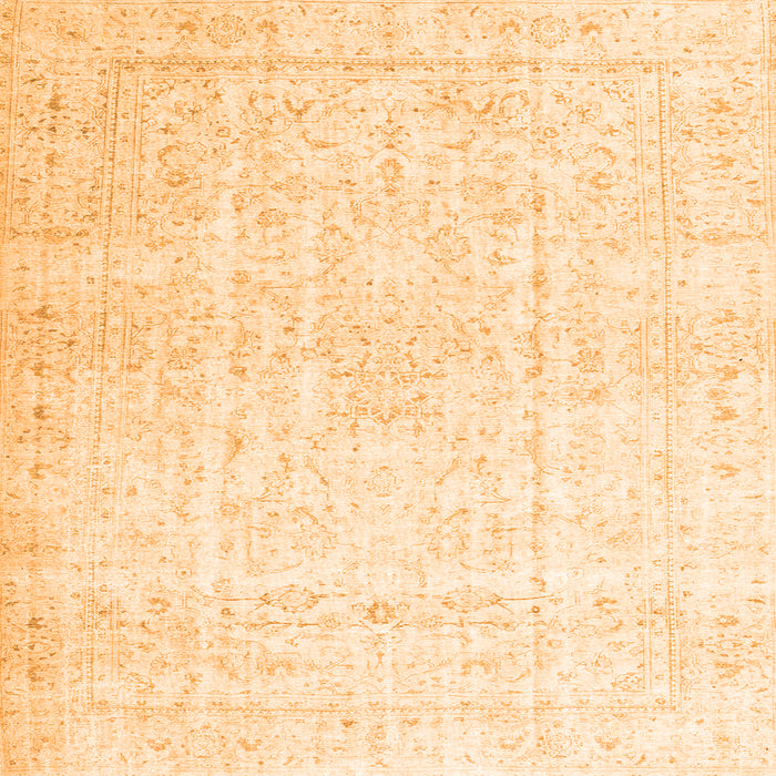 Round Machine Washable Persian Orange Traditional Area Rugs, wshtr4303org