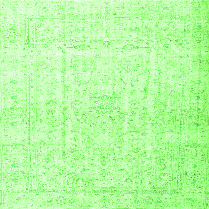 Round Machine Washable Persian Green Traditional Area Rugs, wshtr4303grn