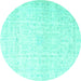 Round Persian Turquoise Traditional Rug, tr4303turq