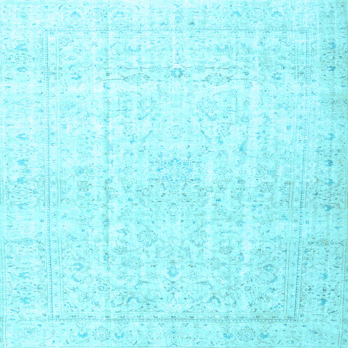 Square Machine Washable Persian Light Blue Traditional Rug, wshtr4303lblu