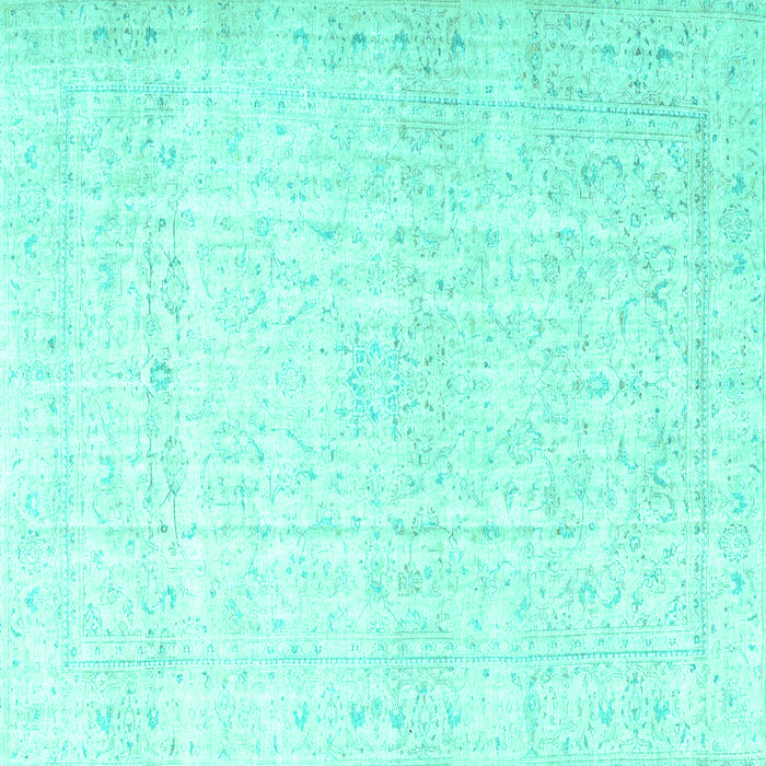 Square Machine Washable Persian Turquoise Traditional Area Rugs, wshtr4303turq