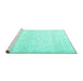 Sideview of Machine Washable Persian Turquoise Traditional Area Rugs, wshtr4303turq