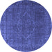 Round Persian Blue Traditional Rug, tr4304blu