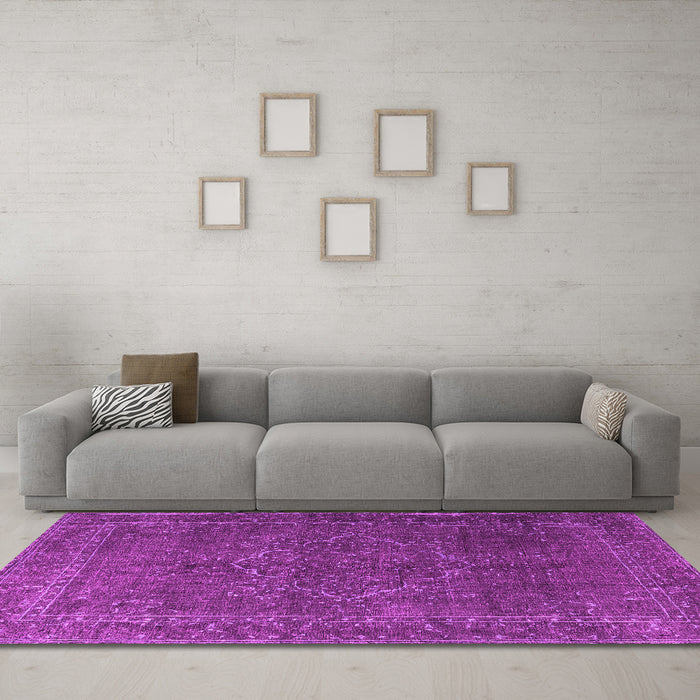 Machine Washable Persian Pink Traditional Rug in a Living Room, wshtr4304pnk