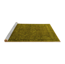 Sideview of Machine Washable Persian Yellow Traditional Rug, wshtr4304yw