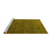 Sideview of Machine Washable Persian Yellow Traditional Rug, wshtr4304yw