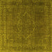 Square Machine Washable Persian Yellow Traditional Rug, wshtr4304yw