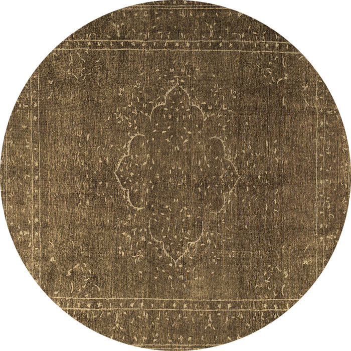 Round Machine Washable Persian Brown Traditional Rug, wshtr4304brn
