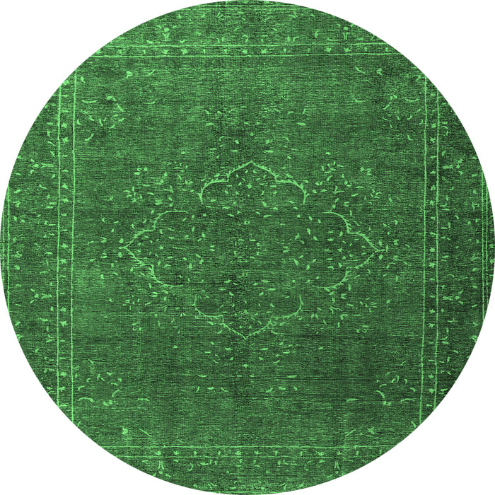 Round Persian Emerald Green Traditional Rug, tr4304emgrn