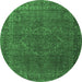 Round Persian Emerald Green Traditional Rug, tr4304emgrn