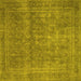 Square Machine Washable Persian Yellow Bohemian Rug, wshtr4305yw