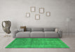 Machine Washable Persian Green Bohemian Area Rugs in a Living Room,, wshtr4305grn