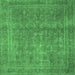Square Machine Washable Persian Emerald Green Bohemian Area Rugs, wshtr4305emgrn