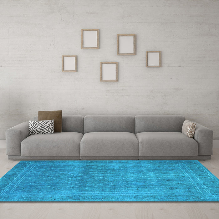 Machine Washable Persian Light Blue Bohemian Rug in a Living Room, wshtr4305lblu