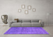 Machine Washable Persian Purple Bohemian Area Rugs in a Living Room, wshtr4305pur
