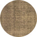 Round Persian Brown Bohemian Rug, tr4305brn