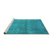 Sideview of Machine Washable Persian Turquoise Bohemian Area Rugs, wshtr4305turq