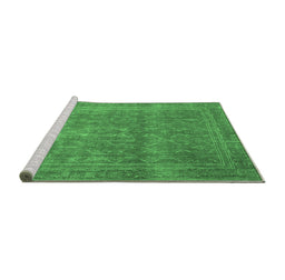 Sideview of Machine Washable Persian Emerald Green Bohemian Area Rugs, wshtr4305emgrn