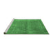 Sideview of Machine Washable Persian Emerald Green Bohemian Area Rugs, wshtr4305emgrn