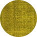 Round Persian Yellow Bohemian Rug, tr4305yw