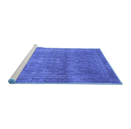 Sideview of Machine Washable Persian Blue Bohemian Rug, wshtr4305blu