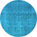 Round Persian Light Blue Bohemian Rug, tr4305lblu