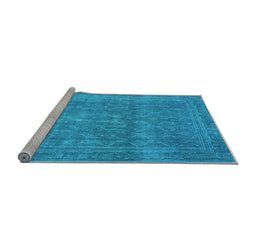 Sideview of Machine Washable Persian Light Blue Bohemian Rug, wshtr4305lblu