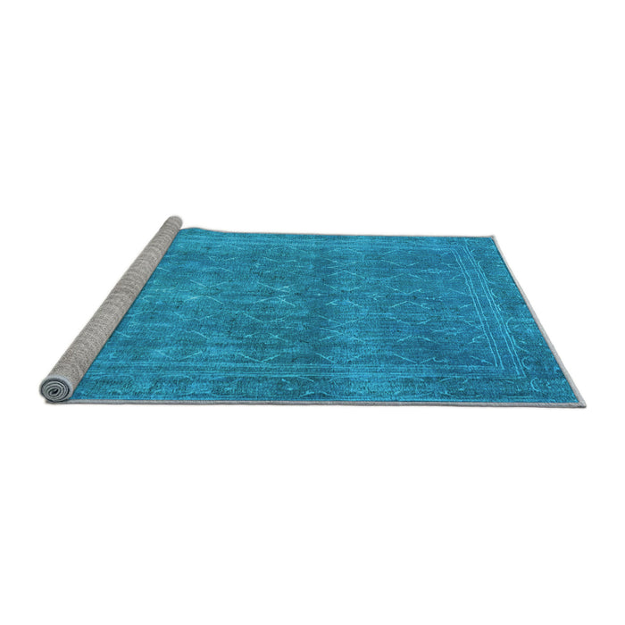 Sideview of Machine Washable Persian Light Blue Bohemian Rug, wshtr4305lblu