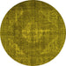 Round Persian Yellow Traditional Rug, tr4306yw