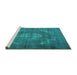 Sideview of Machine Washable Persian Turquoise Traditional Area Rugs, wshtr4306turq