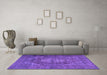 Machine Washable Persian Purple Traditional Area Rugs in a Living Room, wshtr4306pur