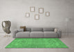 Machine Washable Persian Emerald Green Traditional Area Rugs in a Living Room,, wshtr4307emgrn