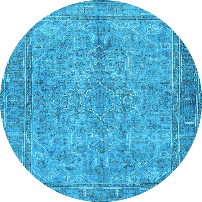 Round Machine Washable Persian Light Blue Traditional Rug, wshtr4307lblu