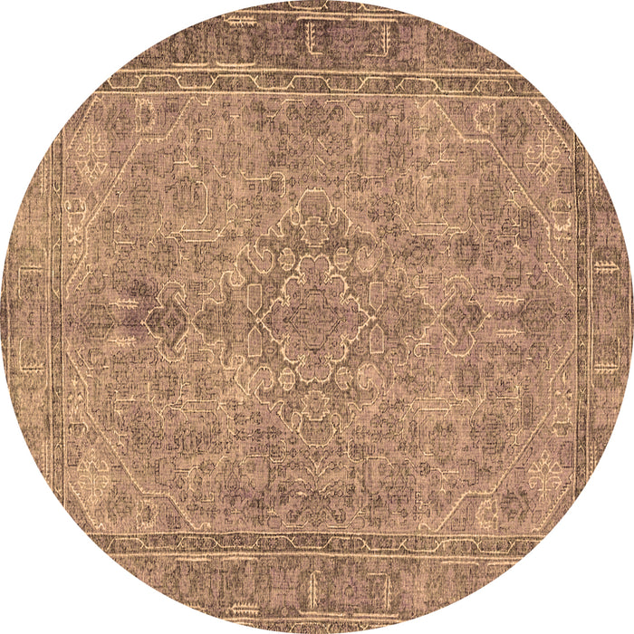 Round Machine Washable Persian Brown Traditional Rug, wshtr4307brn