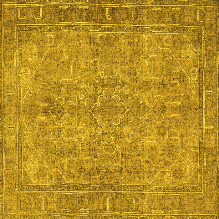 Square Machine Washable Persian Yellow Traditional Rug, wshtr4307yw
