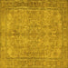 Square Machine Washable Persian Yellow Traditional Rug, wshtr4307yw