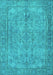 Machine Washable Persian Turquoise Traditional Area Rugs, wshtr4307turq
