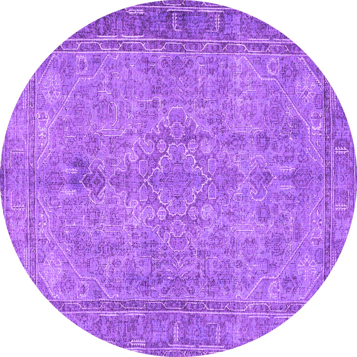 Round Machine Washable Persian Purple Traditional Area Rugs, wshtr4307pur