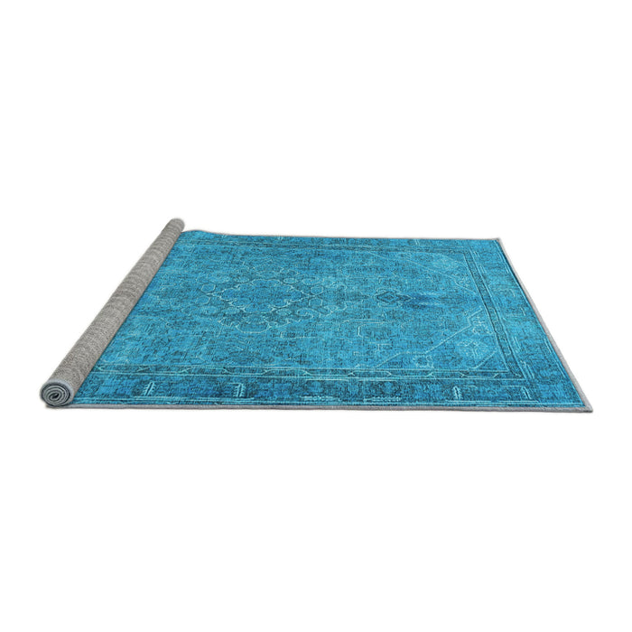 Sideview of Machine Washable Persian Light Blue Traditional Rug, wshtr4307lblu