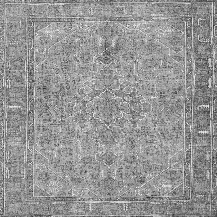 Round Machine Washable Persian Gray Traditional Rug, wshtr4307gry