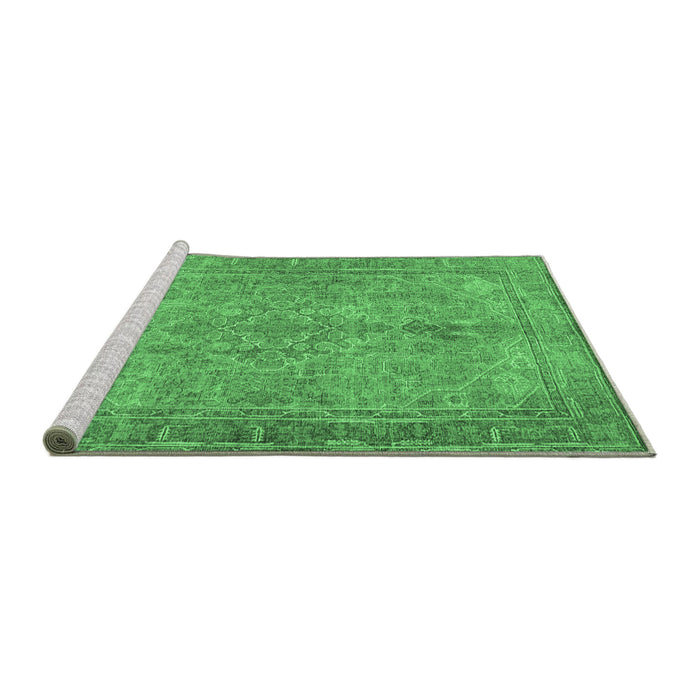 Sideview of Machine Washable Persian Emerald Green Traditional Area Rugs, wshtr4307emgrn